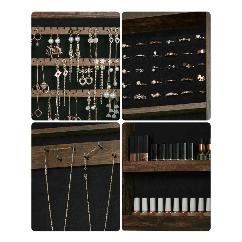 Ebern Designs Karmakar Wall Mounted Jewelry Armoire with Mirror Reviews Wayfair